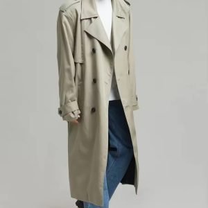 Women Coats Fashion Woven Cotton Twill Trench Coat