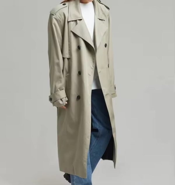 Women Coats Fashion Woven Cotton Twill Trench Coat
