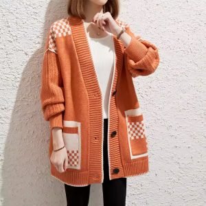 Women Midi Long Sweater Knitwear Cardigan Coat