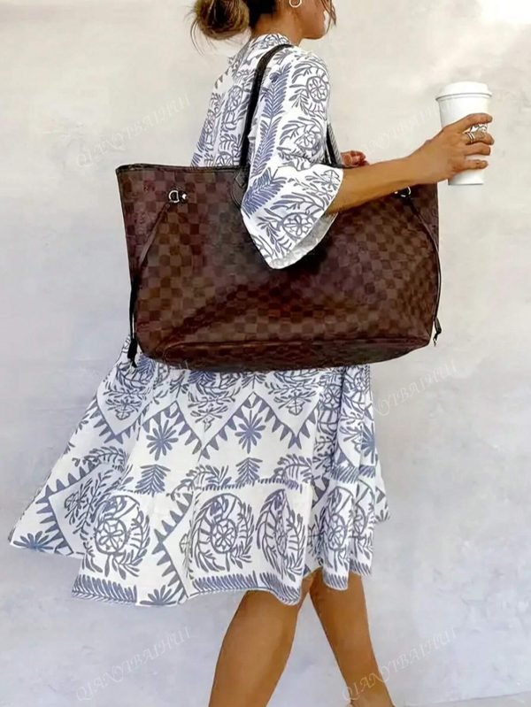 Women's Casual Resort Full Print Flare Sleeve Dress - Image 2