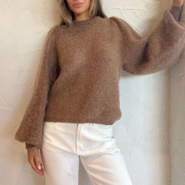 Women Wool Mohair Pullover Knit Sweater - Image 3