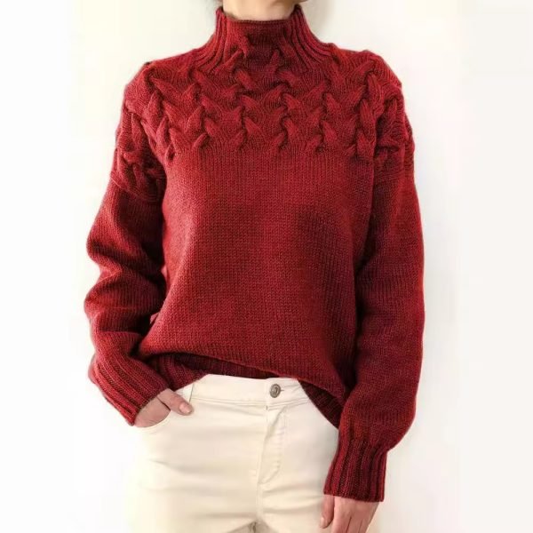 Women's High Collar Long-Sleeved Sweater - Image 2