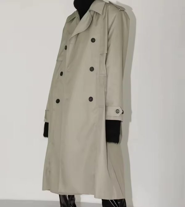 Women Coats Fashion Woven Cotton Twill Trench Coat - Image 3