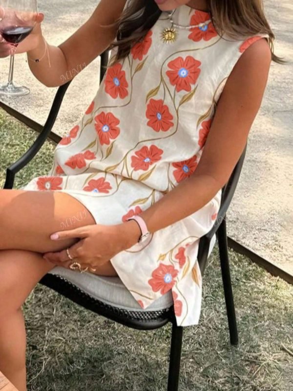 Women's Holiday Fashion Floral Print Mini Dress - Image 3