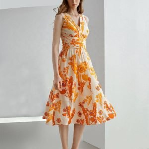 Woman Woven Dress Sleeveless Floral Dresses