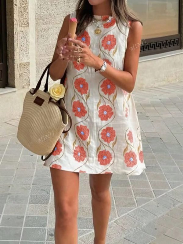 Women's Holiday Fashion Floral Print Mini Dress