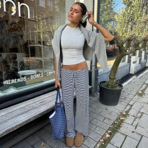 Loose Slimming Lace-up Low Waist Casual Pants
