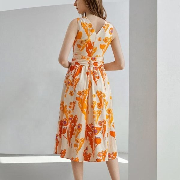 Woman Woven Dress Sleeveless Floral Dresses - Image 3